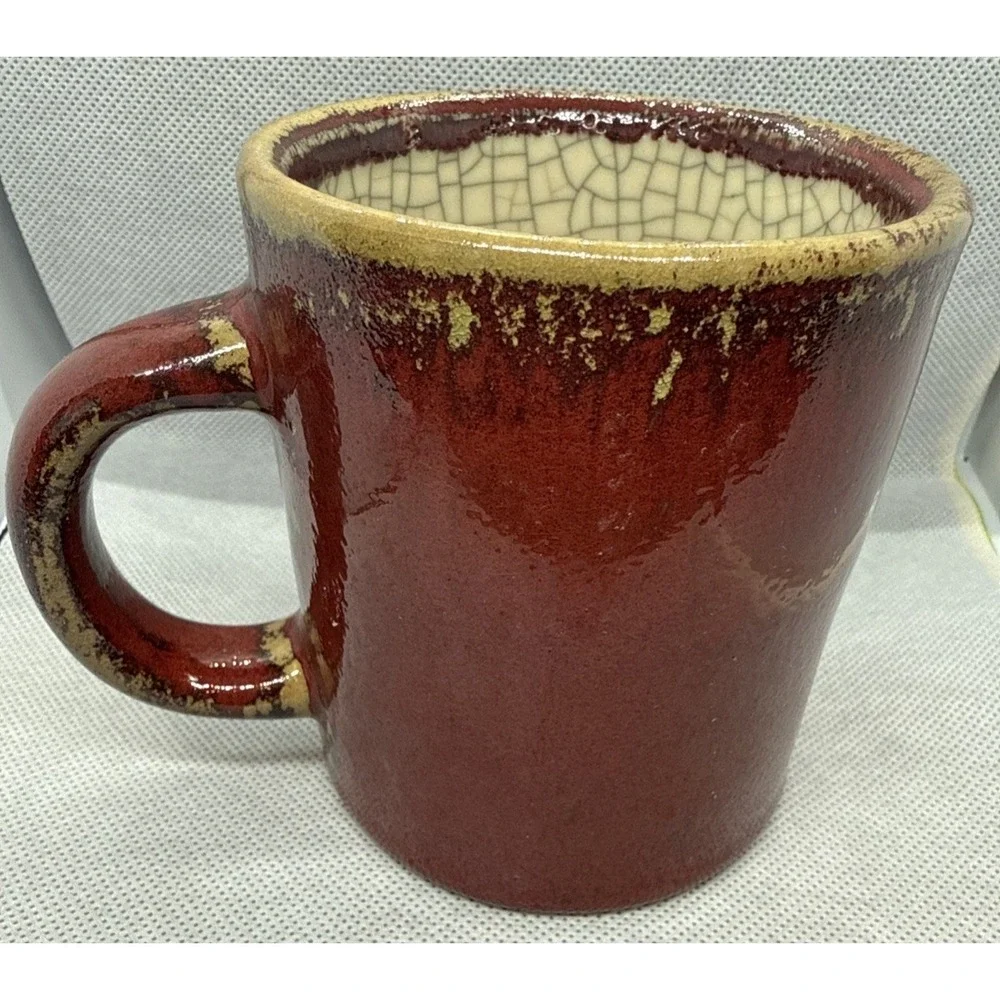 Pier 1 crackle collection mugs - 2 Mugs In Set - Red & Rust set - Excellent cups